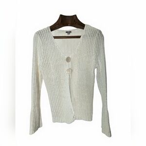 Cozy Cream Chunky 2 Button Knit Cardigan Sweater Softgirl Flared Sleeve